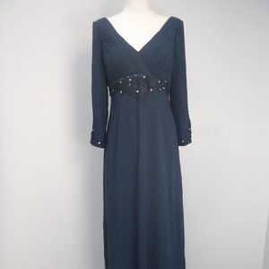 JJ's House Blue Empire V-Neck Long Mother of the Bride Dress Sz 8 14434
